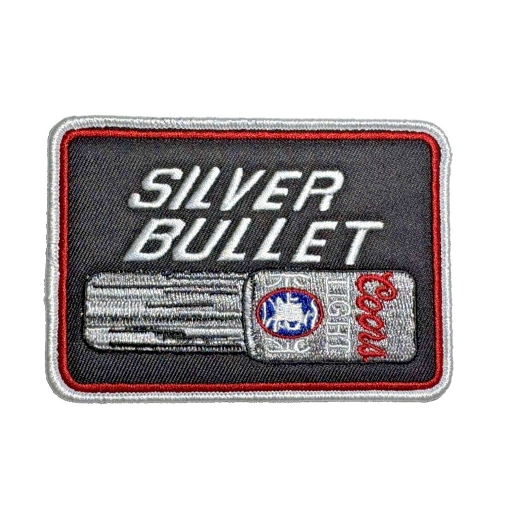 Coors Banquet Silver Bullet Beer Embroidered 3in Iron / Sew-On Patch
